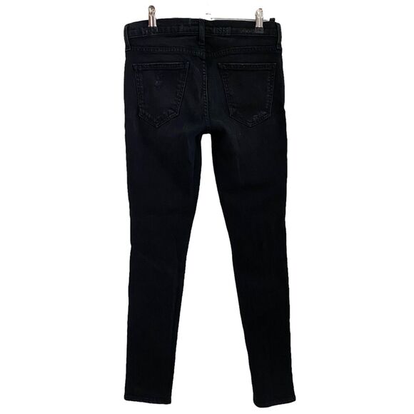 Current/Elliott 25 Ankle Skinny Jeans Overdye Black Destroy Holes - Picture 7 of 9